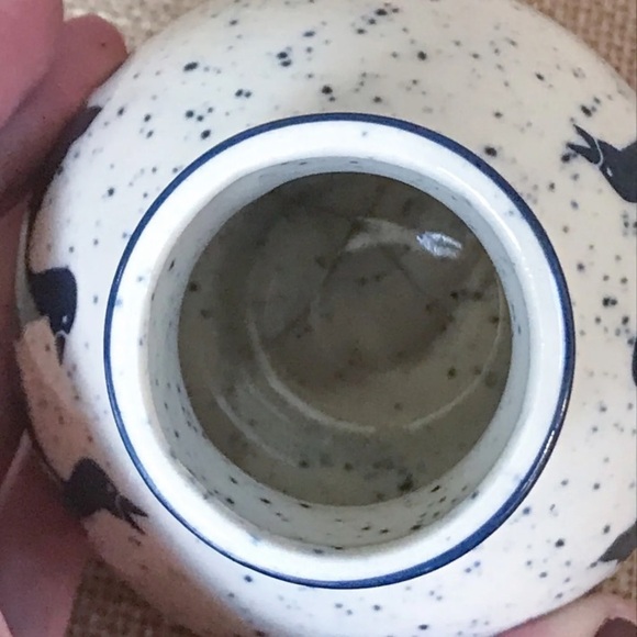 Speckled Duck Mini Bud Vase White Blue Country Prairie Farm Cottage Core Rustic - Picture 4 of 7